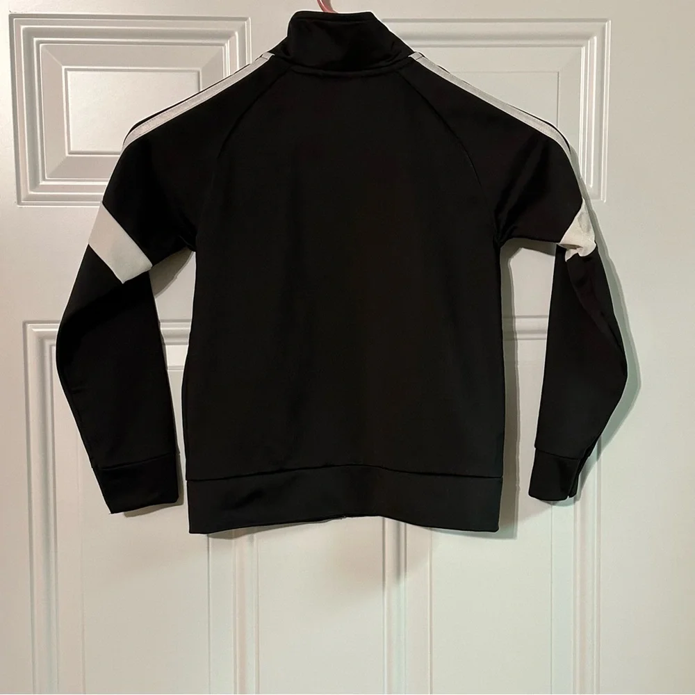 Adidas Youth Boys Size 6 Track Jacket Full Zip Up Black 3 Stripes